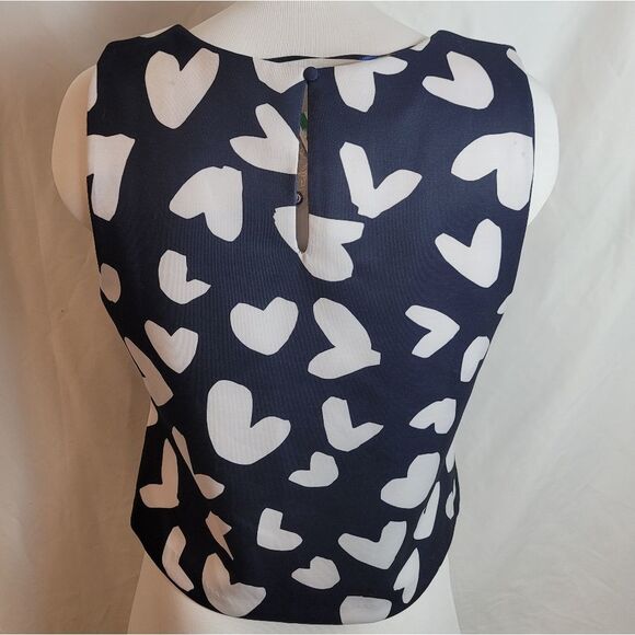 INC International Concepts Navy and White Heart Blouse - Picture 3 of 8